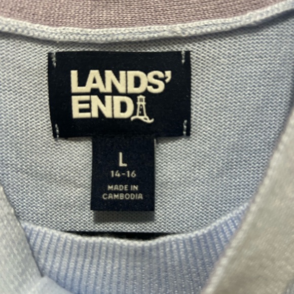 Lands' End Light Blue Tie-Neck Sweater - Picture 3 of 5